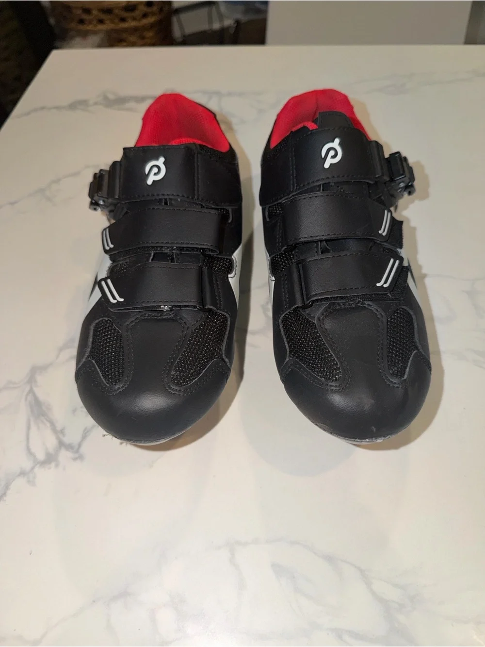 Peloton Black and Red Men's Cycling Shoes with White Accents